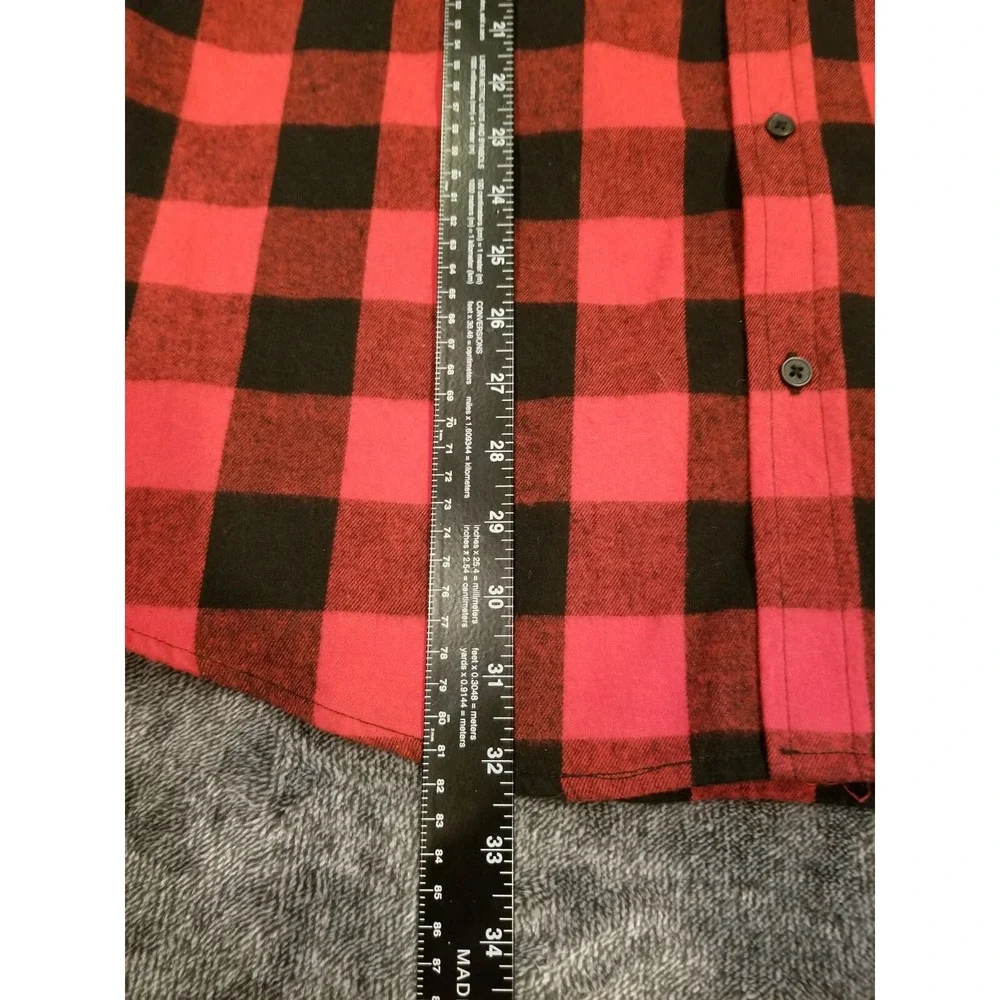 Rue‎ 21 Mens XXL Red/Black Buffalo Check Flannel Button Down Shirt Cabin